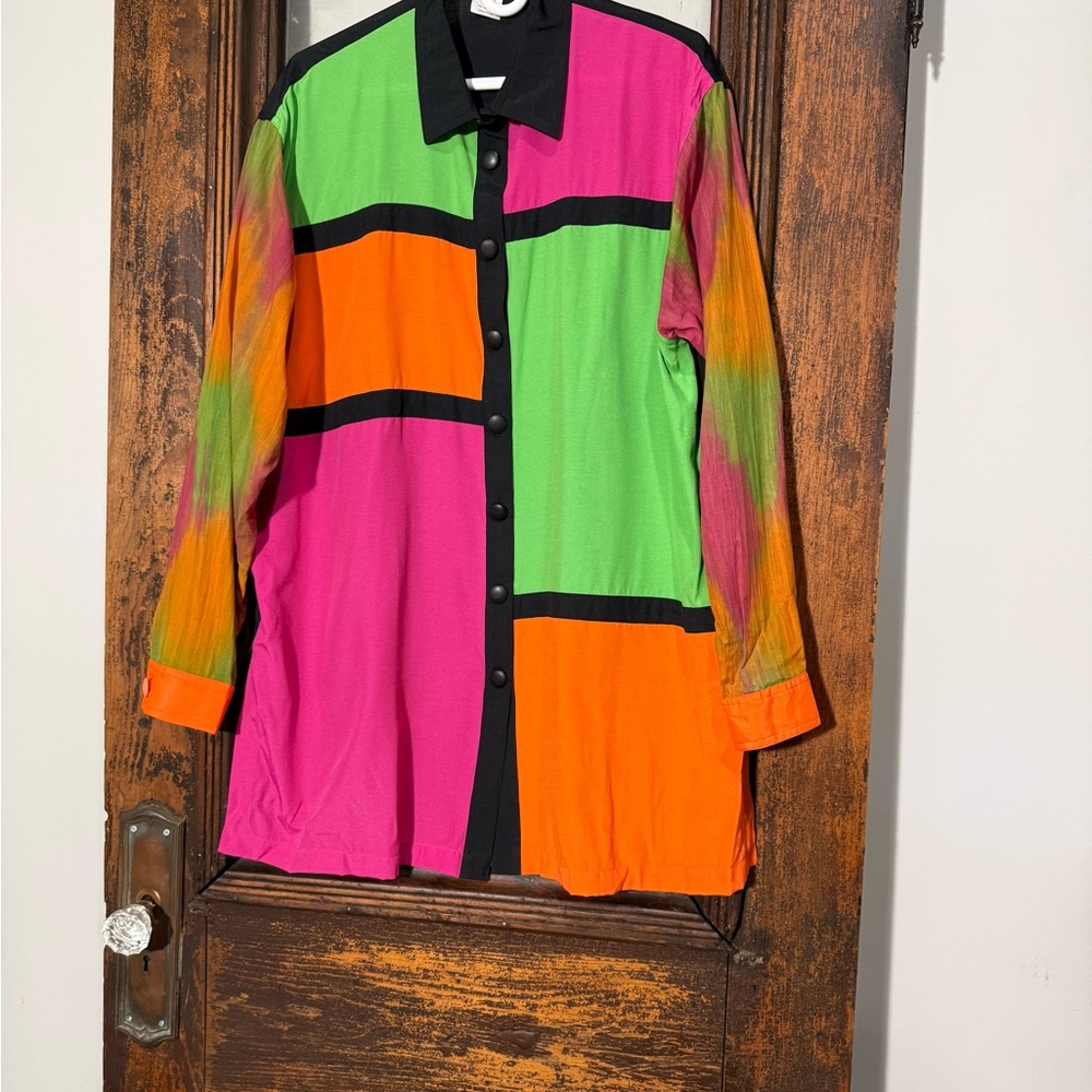 90's Colorful Button-Up Shirt